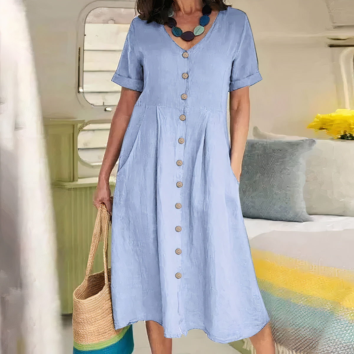 Alma™ - Lockeres Kleid aus Baumwolle und Leinen