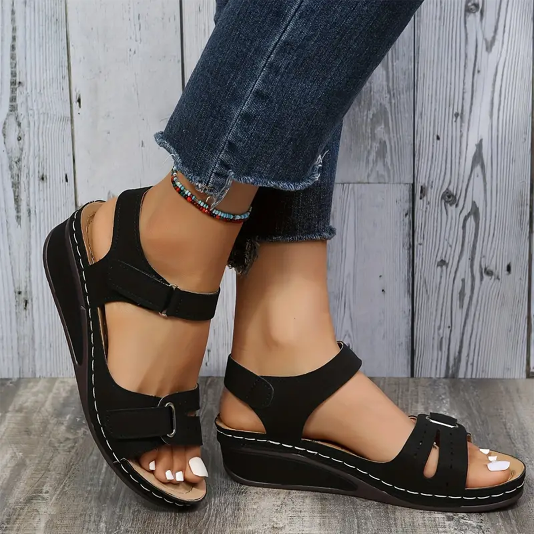 Comfyfleek Haken & Schleife Knöchelriemen Wedge Sport Sandalen