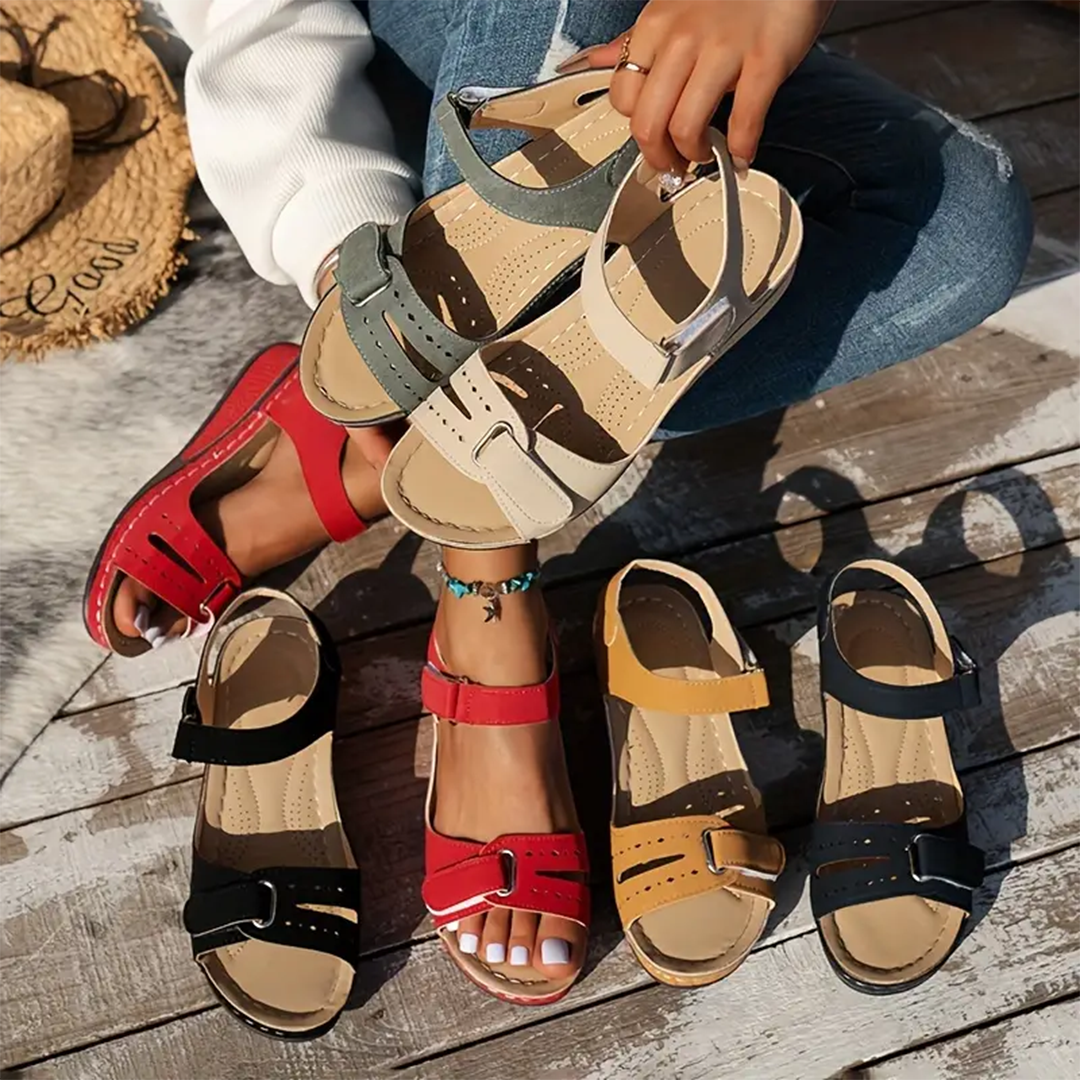 Comfyfleek Haken & Schleife Knöchelriemen Wedge Sport Sandalen