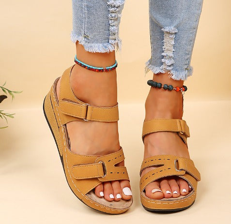 Comfyfleek Haken & Schleife Knöchelriemen Wedge Sport Sandalen